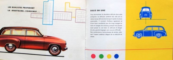 Wartburg Modelprogram 1956 "Une rencontre" Carbrochure (3985)